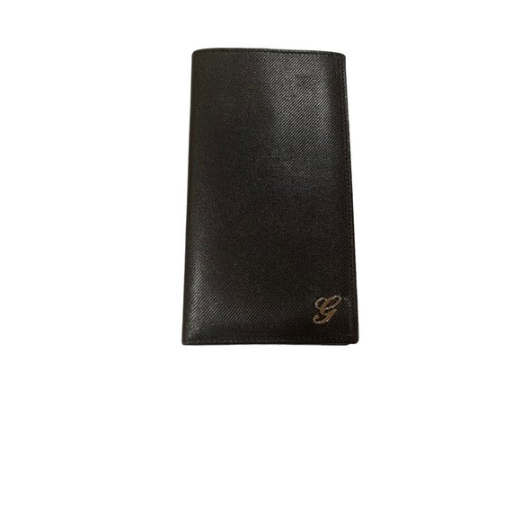Authentic Vintage Gucci Black Leather Canvas Bifold Long Wallet - Picture 1 of 12